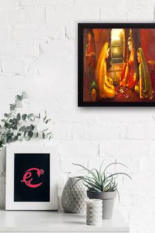 Sitting Lady Design Satin Matt Texture UV Art Painting