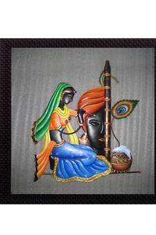 Abstract Radha Krishna Satin Matt Texture UV Art Painting