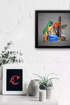 Abstract Radha Krishna Satin Matt Texture UV Art Painting