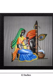 Abstract Radha Krishna Satin Matt Texture UV Art Painting