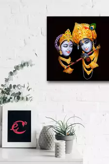 Abstract Radha Krishna Satin Matt Texture UV Art Painting