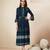 Royal-blue printed rayon long-kurtis