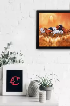 7 Running Lucky Horses Design Satin Matt Texture UV Art Painting