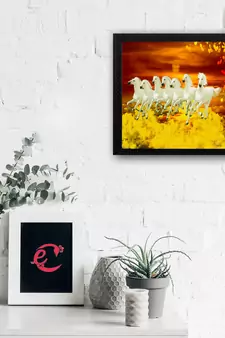 7 Running Lucky Horses Design Satin Matt Texture UV Art Painting
