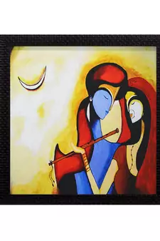 Radha Krishna Satin Matt Texture UV Art Painting