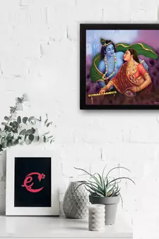 Radha Krishna Satin Matt Texture UV Art Painting