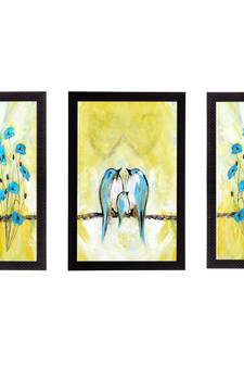 Set of 3 Flying Birds Satin Matt Texture UV Art Painting