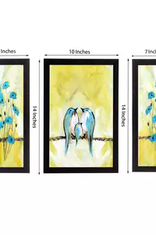 Set of 3 Flying Birds Satin Matt Texture UV Art Painting