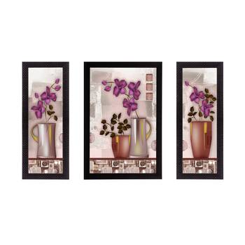 Set Of 3 Botanical Floral Satin Matt Texture UV Art Painting 1