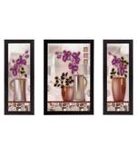 Set Of 3 Botanical Floral Satin Matt Texture UV Art Painting