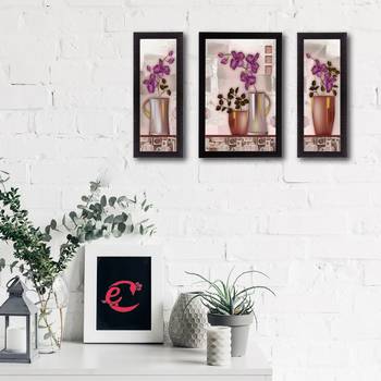 Set Of 3 Botanical Floral Satin Matt Texture UV Art Painting 2