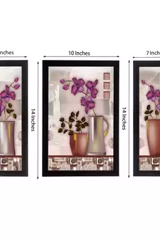 Set Of 3 Botanical Floral Satin Matt Texture UV Art Painting