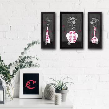 Set Of 3 Botanical Floral Satin Matt Texture UV Art Painting 1