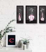 Set Of 3 Botanical Floral Satin Matt Texture UV Art Painting