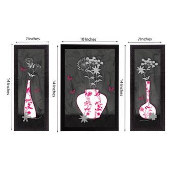 Set Of 3 Botanical Floral Satin Matt Texture UV Art Painting 2