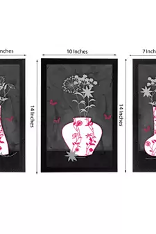 Set Of 3 Botanical Floral Satin Matt Texture UV Art Painting