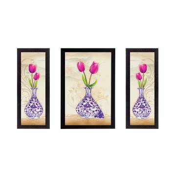 Set Of 3 Botanical Floral Satin Matt Texture UV Art Painting 1