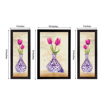 Set Of 3 Botanical Floral Satin Matt Texture UV Art Painting 3