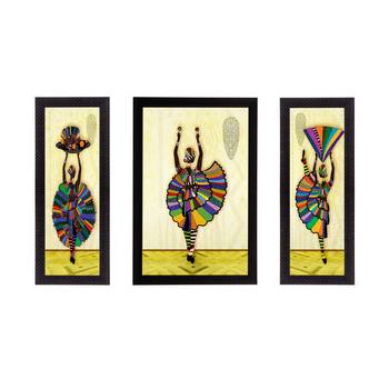 Set Of 3 Dancing Lady Matt Textured UV Art Painting 1