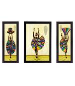 Set Of 3 Dancing Lady Matt Textured UV Art Painting