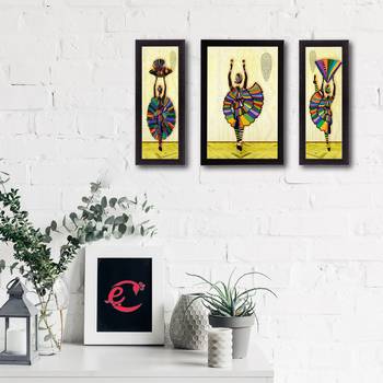 Set Of 3 Dancing Lady Matt Textured UV Art Painting 2