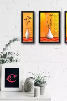 Set Of 3 Botanical Floral Satin Matt Texture UV Art Painting