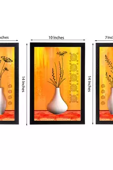 Set Of 3 Botanical Floral Satin Matt Texture UV Art Painting