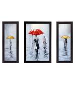 Set Of 3 Beauty under Rain Satin Matt Texture UV Art Painting