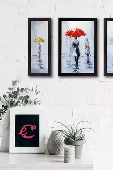 Set Of 3 Beauty under Rain Satin Matt Texture UV Art Painting