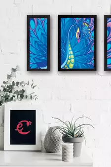 Set Of 3 Colorful Peocock Satin Matt Texture UV Art Painting