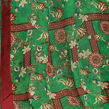 Green printed georgette saree with blouse 2