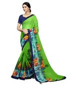 Olive printed georgette saree with blouse