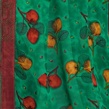 green printed georgette saree with blouse 2