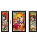 Set Of 3 Radha Krishna Satin Matt Texture UV Art Painting