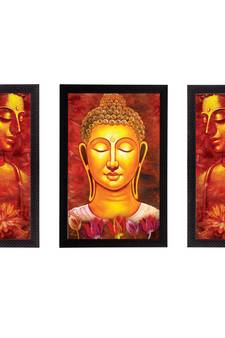 Set Of 3 Lord Buddha Satin Matt Texture UV Art Painting
