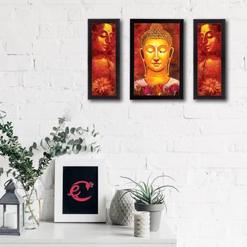 Set Of 3 Lord Buddha Satin Matt Texture UV Art Painting 2