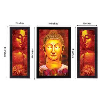Set Of 3 Lord Buddha Satin Matt Texture UV Art Painting 3