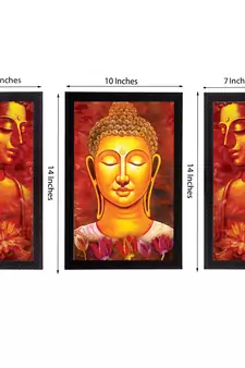 Set Of 3 Lord Buddha Satin Matt Texture UV Art Painting