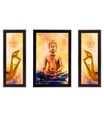 Set Of 3 Lord Buddha Satin Matt Texture UV Art Painting