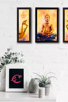 Set Of 3 Lord Buddha Satin Matt Texture UV Art Painting