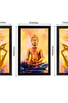 Set Of 3 Lord Buddha Satin Matt Texture UV Art Painting