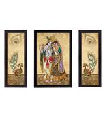 Set Of 3 Radha Krishna Satin Matt Texture UV Art Painting