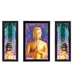 Set Of 3 Lord Buddha Satin Matt Texture UV Art Painting