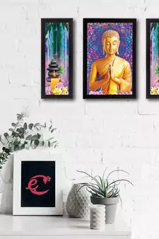 Set Of 3 Lord Buddha Satin Matt Texture UV Art Painting