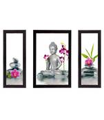 Set Of 3 Lord Buddha Satin Matt Texture UV Art Painting