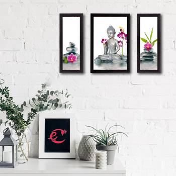 Set Of 3 Lord Buddha Satin Matt Texture UV Art Painting 2