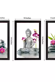 Set Of 3 Lord Buddha Satin Matt Texture UV Art Painting