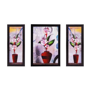 Set Of 3 Botanical Floral Satin Matt Texture UV Art Painting 1