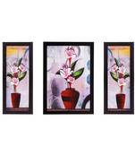 Set Of 3 Botanical Floral Satin Matt Texture UV Art Painting