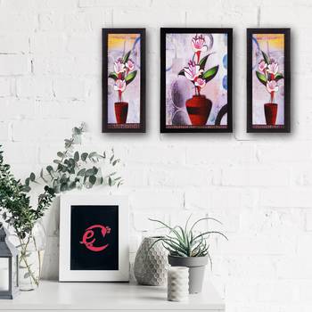Set Of 3 Botanical Floral Satin Matt Texture UV Art Painting 2